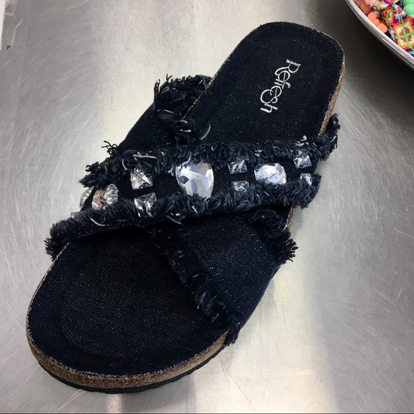 Black denim gem sandal - Picture 3 of 7